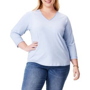 Nic+Zoe Womens Plus 3/4-Sleeve Roll V T-Shirt